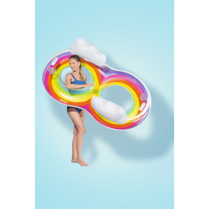 43648 AUFBLASBARER REGENBOGEN STRAND DOPPELSCHWIMMKREIS 186X116CM BESTWAY