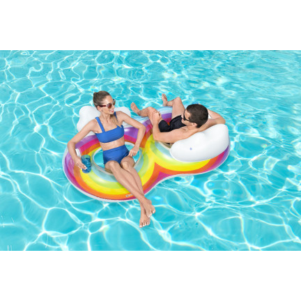 43648 AUFBLASBARER REGENBOGEN STRAND DOPPELSCHWIMMKREIS 186X116CM BESTWAY