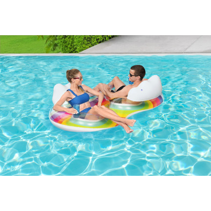 43648 AUFBLASBARER REGENBOGEN STRAND DOPPELSCHWIMMKREIS 186X116CM BESTWAY