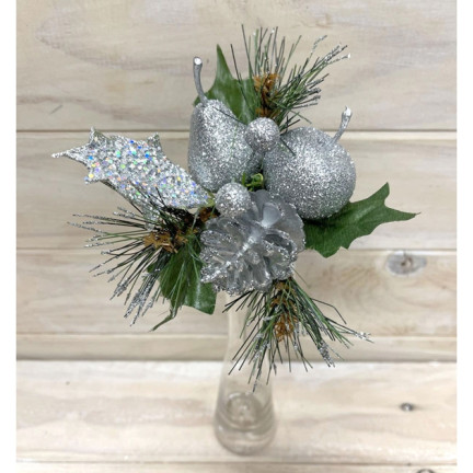 TG61386-1 Christbaumkugeln Apfel-Anhänger Glitzer-Apfel-Ornamente 9St. silber