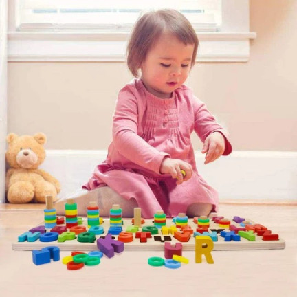 TG67011 montessori dřevěné skládačky abeceda číslice věda