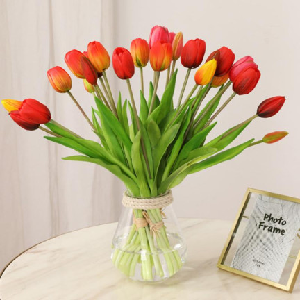 CV18674-8 TULIPS BUNCH Gummierter Gummi als lebendes Silikon ORANGE