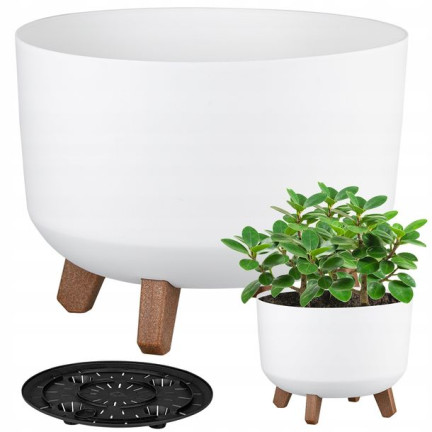 DGTL300L-S449 Plant pot with drainage holes, 30 cm tall, white tubular bowl