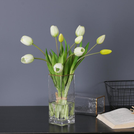 CV18674-1 TULIPS BUNCH Gummierter Gummi als lebendes Silikon WEISS ECRU