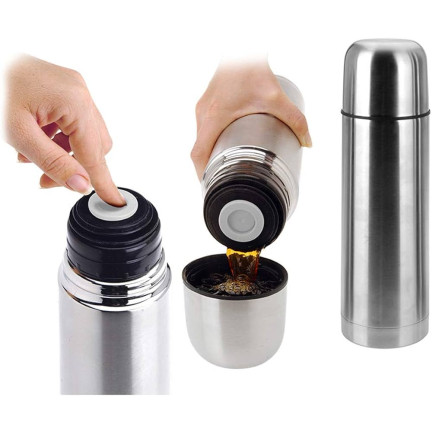 TD34 VAKUOVÁ OCELOVÁ TERMOSKA 500ML 0,5L TERMÁLNÍ LÁHEV Z NEREZOVÉ OCELI CLICK-CLACK