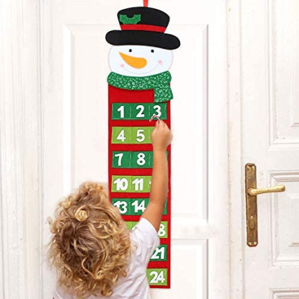 C51001 ADVENTNÍ KALENDÁŘ VÁNOČNÍ ZÁZRAKY SNĚHULÁK PLSTĚNÝ ZÁVĚSNÝ PRÁZDNÝ