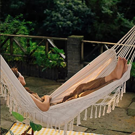 TG60442 ZAHRADNÍ HOUPACÍ SÍŤ BRAZILSKÁ XL BOHO ROCKER PRO DVĚ OSOBY VELKÉ ČLÁNKY 200X100CM