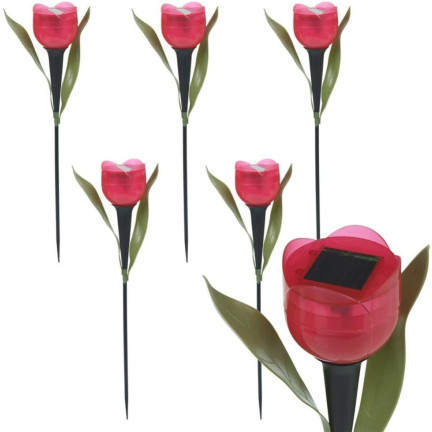 TG81538 Solar Garden Lamp, Red Tulip Flower, 29 cm