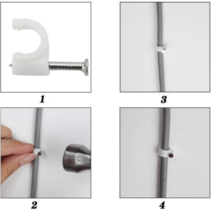 TG56671 Nagelschellen weiß, für Kabel , Kabelschelle Kabelschellen KABELSCHLÜSSEL