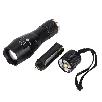 TG48291 High-Powered LED Tactical Flashlight with Zoom, 5 Modes, Taclight, 13 cm