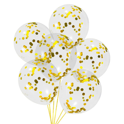 TG66226-1 GOLD KONFETTI LUFTBALLONS 100PCS TRANSPARENT GEBURTSTAG HOCHZEIT EMPFANG