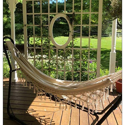 TG60442 ZAHRADNÍ HOUPACÍ SÍŤ BRAZILSKÁ XL BOHO ROCKER PRO DVĚ OSOBY VELKÉ ČLÁNKY 200X100CM