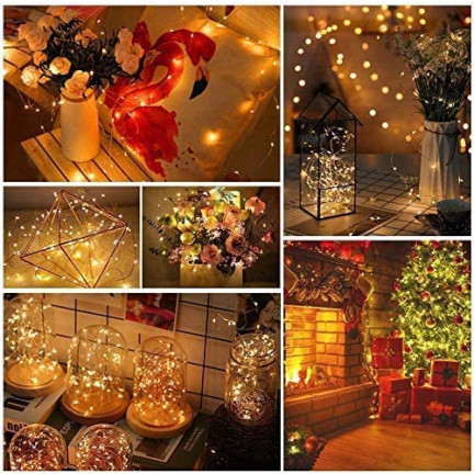 TG66259-2 Weihnachtsbaumbeleuchtung an einer Schnur 10 LED GIRLAND LIGHTS Warmweiß Batterien