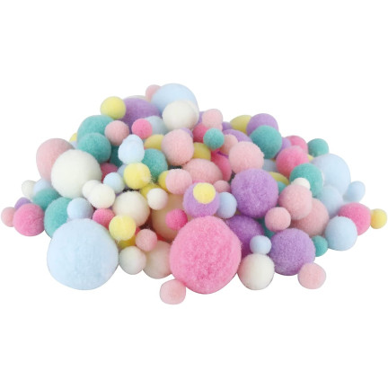 TG80413 POMPONY POMPONIKI DEKORACYJNE PASTELOWE MINI MIX 1-3CM 450SZT