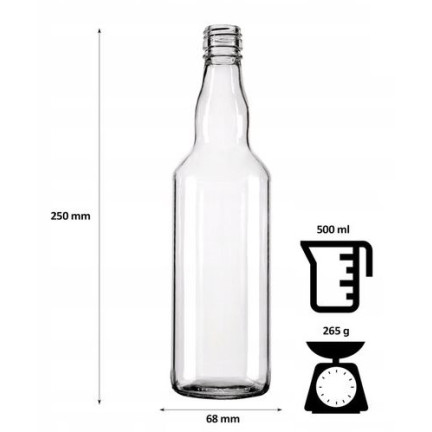 PAC5001/2 BUTELKA BUTELKI MONOPOLOWE MONOPOL 500ML 0,5L NA BIMBER WÓDKĘ SOK LIKIER