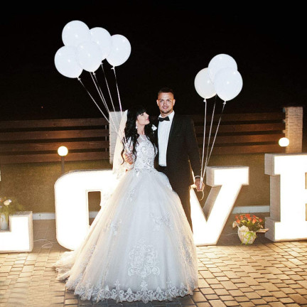 TG41913-1B FÜHRTE BELEUCHTETE BALLONS 5PCS WEISS HOCHZEIT