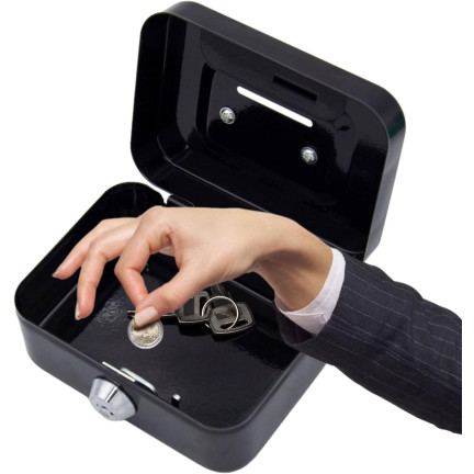 FT16 metal cash box, safe, piggy bank, keys