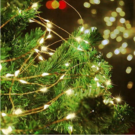 TG66259-2 Weihnachtsbaumbeleuchtung an einer Schnur 10 LED GIRLAND LIGHTS Warmweiß Batterien