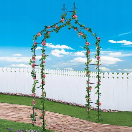 Perg-N6078 Metal Arch Garden Pergola for Roses, Flowers, and Climbing Plants, 240 cm