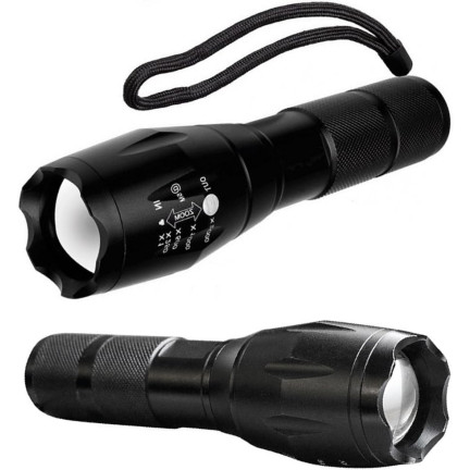 TG48291 High-Powered LED Tactical Flashlight with Zoom, 5 Modes, Taclight, 13 cm