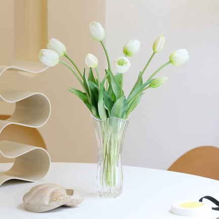 CV17692-2 TULPEN STRAUSS GUMMIERT GUMMI WIE LEBEN REALISTISCH WEISS
