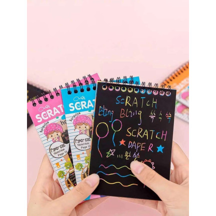 TG67341 SCRATCHBOARD A6 RAINBOW COLORING BOOK SCRATCHBOARD STYLUS NOTEBOOK BLACK NOTEBOOK