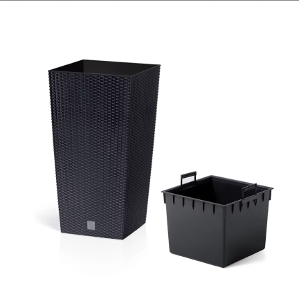 DRTS170-S433 Outdoor Rattan Planter, Anthracite, with Insert, Tall
