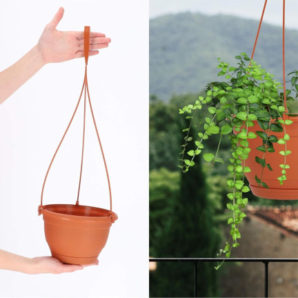 DAGW5-R624 27 cm round hanging balcony planter with hook, 4.5 L