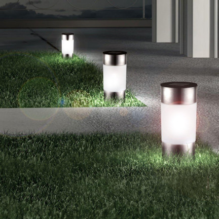 TG71391 GARTEN LAMPE 3PCS /KPL LED SOLAR INOX BODEN ANGETRIEBEN POL SOLAR