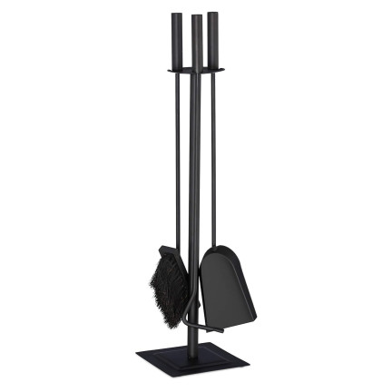 KOM5790 KAMINSET 3 ELEMENTE STÄNDER 61CM SCHÜRHAKEN KEHRSCHAUFEL STAHL SCHWARZ