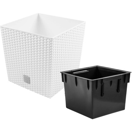 DRTS170L-S449 RATTAN GEHÄUSE TOPF WEISS FÜR GARTEN RATO NIEDRIGEN BLUMEN