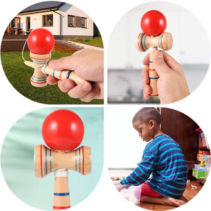TG67313 KENDAMA DŘEVĚNÁ KLASICKÁ JAPONSKÁ ARKÁDOVÁ HRA NA CHYTÁNÍ MÍČKŮ