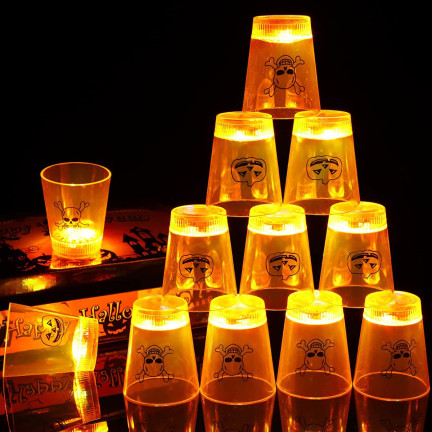 TG66287 HALLOWEEN GLAS LEUCHTENDE LED SCHÄDEL KÜRBIS