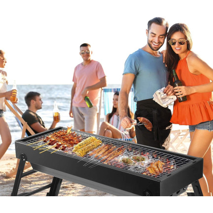 TG71419 TURISTICKÝ GRIL NA DŘEVĚNÉ UHLÍ SKLÁDACÍ PŘENOSNÝ KEMPINGOVÝ GRIL BBQ