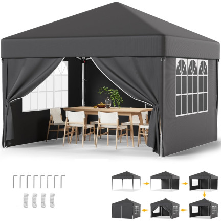 TG77595-3 Garden Pavilion, 4-Wall Tent, Garden Gazebo, Party and Commercial Use