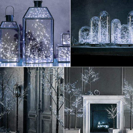 TG66255-1 CHANDLEROVA LAMPA NA DRUH 20 LED MIKROŽÁROVEK ZIMNÍ BÍLÁ + baterie