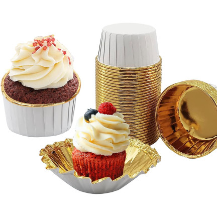 TG80292-5 ZLATÉ MUFFINOVÉ FORMY Zlaté formy na cupcake 50ks