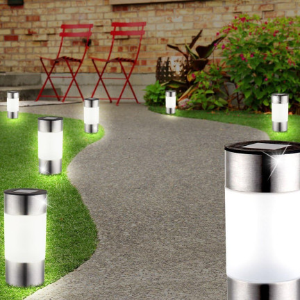 TG71391 GARTEN LAMPE 3PCS /KPL LED SOLAR INOX BODEN ANGETRIEBEN POL SOLAR