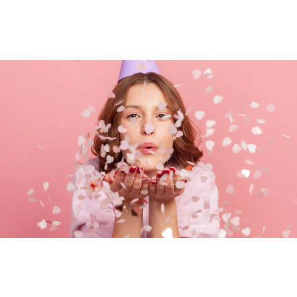 TG60120 CONFETTI TUBA SHOOTING WHITE HEARTS für eine Hochzeit Valentinstag-Empfang