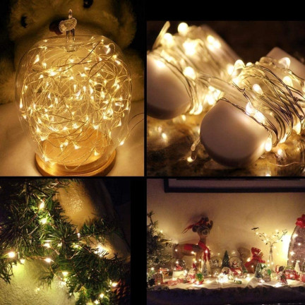 TG66259-2 Weihnachtsbaumbeleuchtung an einer Schnur 10 LED GIRLAND LIGHTS Warmweiß Batterien