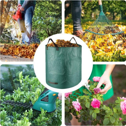TM-00315 GARTENSACK 120L LAUBABFALLBEHÄLTER GROSS MIT OHREN MULTIFUNKTIONAL