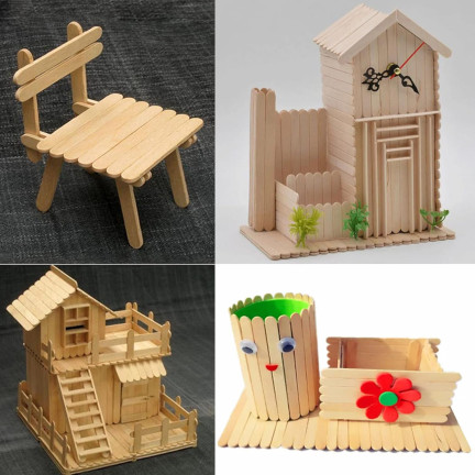 TG80299 KREATIVNÍ DŘEVĚNÉ LEPICÍ TYČINKY DIY ZMRZLINOVÉ TYČINKY 50KS/KPL