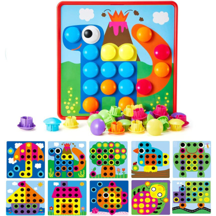 TG67283 GESCHMACKSPUZZLE PÄDAGOGISCHE MOSAIK PILZE PUZZLES STIFTE MONTESSORI SPIEL