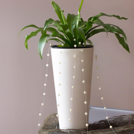 DTUS250S-S449 Tall White Glossy Planter with Insert for Balcony – Tubus Slim Shine Planter
