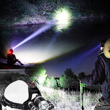 TG63200 ZOOM LED ZOOM CREE XML T6 HEADLIGHT 2 dobíjecí baterie + 2 nabíječky