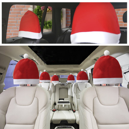 Auto-kopfstütze deckt weihnachtsmann hut 4pcs set
