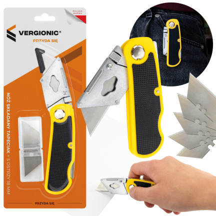 7398 čalounický zavírací nůž + 5 čepelí 18 mm MEGA sharp