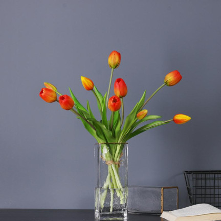 CV18674-8 TULIPS BUNCH Gummierter Gummi als lebendes Silikon ORANGE