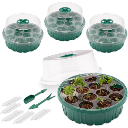 TG81372 Mini Greenhouse for Sprouting, 5-Piece Set + Grow Light, 13 Compartments