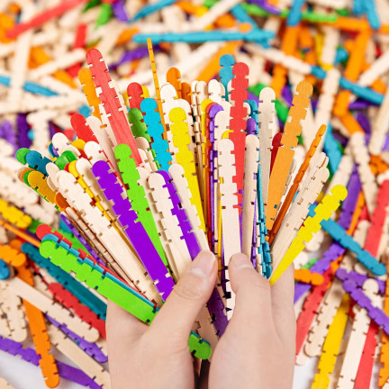 TG84378 Colorful Wooden Craft Sticks for DIY Projects, 50-Pack
